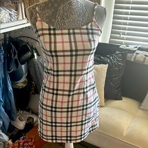Plaid Sleeveless Dress - Black, White, Pink